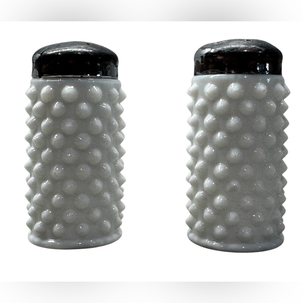 Vintage Hobnail Milk Glass Salt and Pepper Shakers